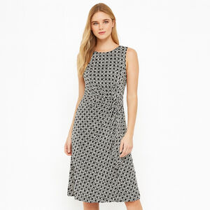 Women's Ann Taylor Factory Black White Geometric Sleeveless Midi Dress M